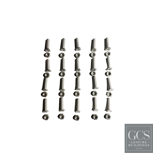 Elite greenhouse square head nuts and bolts x 20 (22mm)