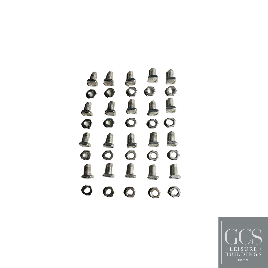 Elite greenhouse square head nuts and bolts x 20 (11mm)