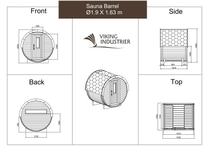 Sauna Barrel 1.9m x 1.63m