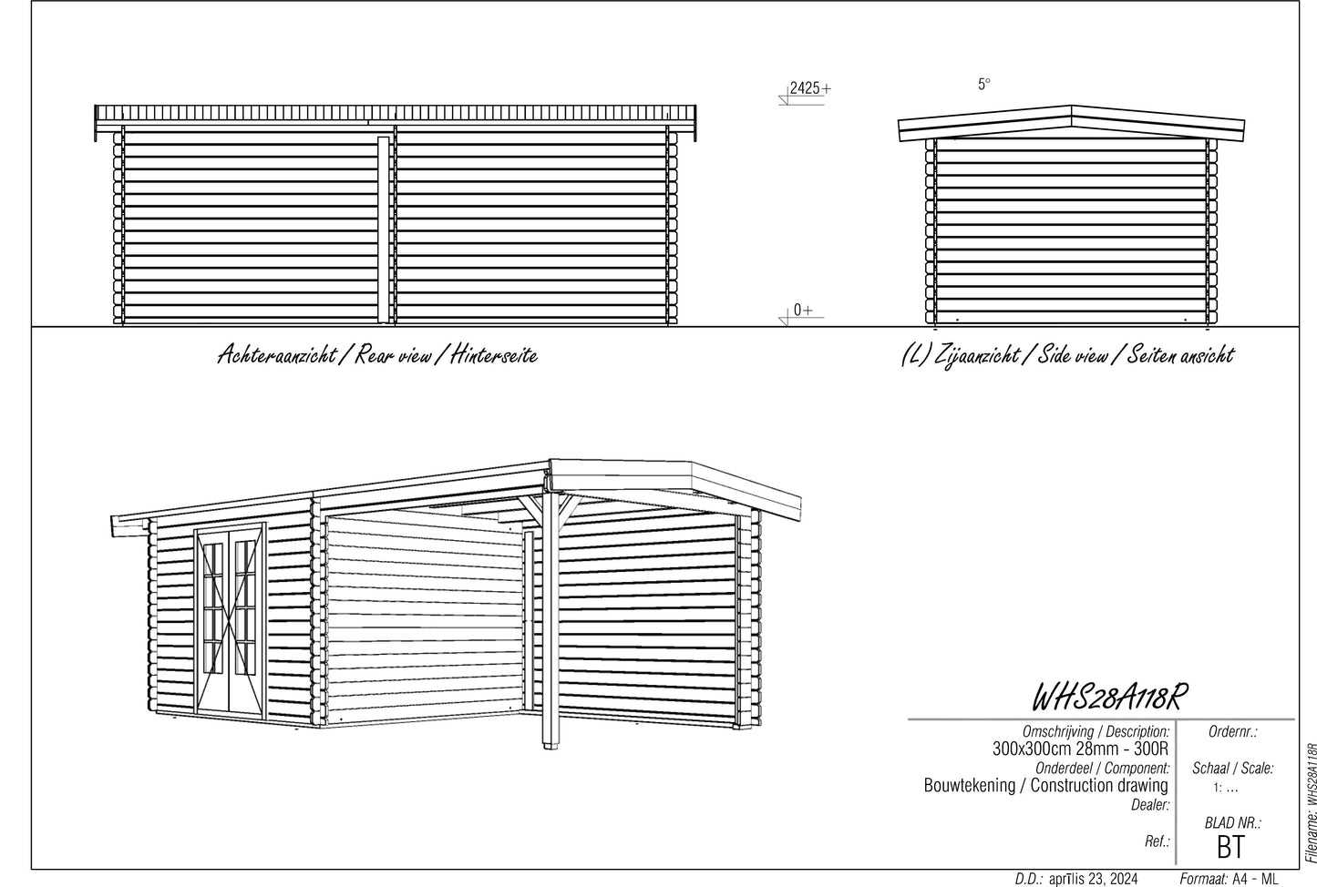 Woodpro Log cabin WHS28A118R