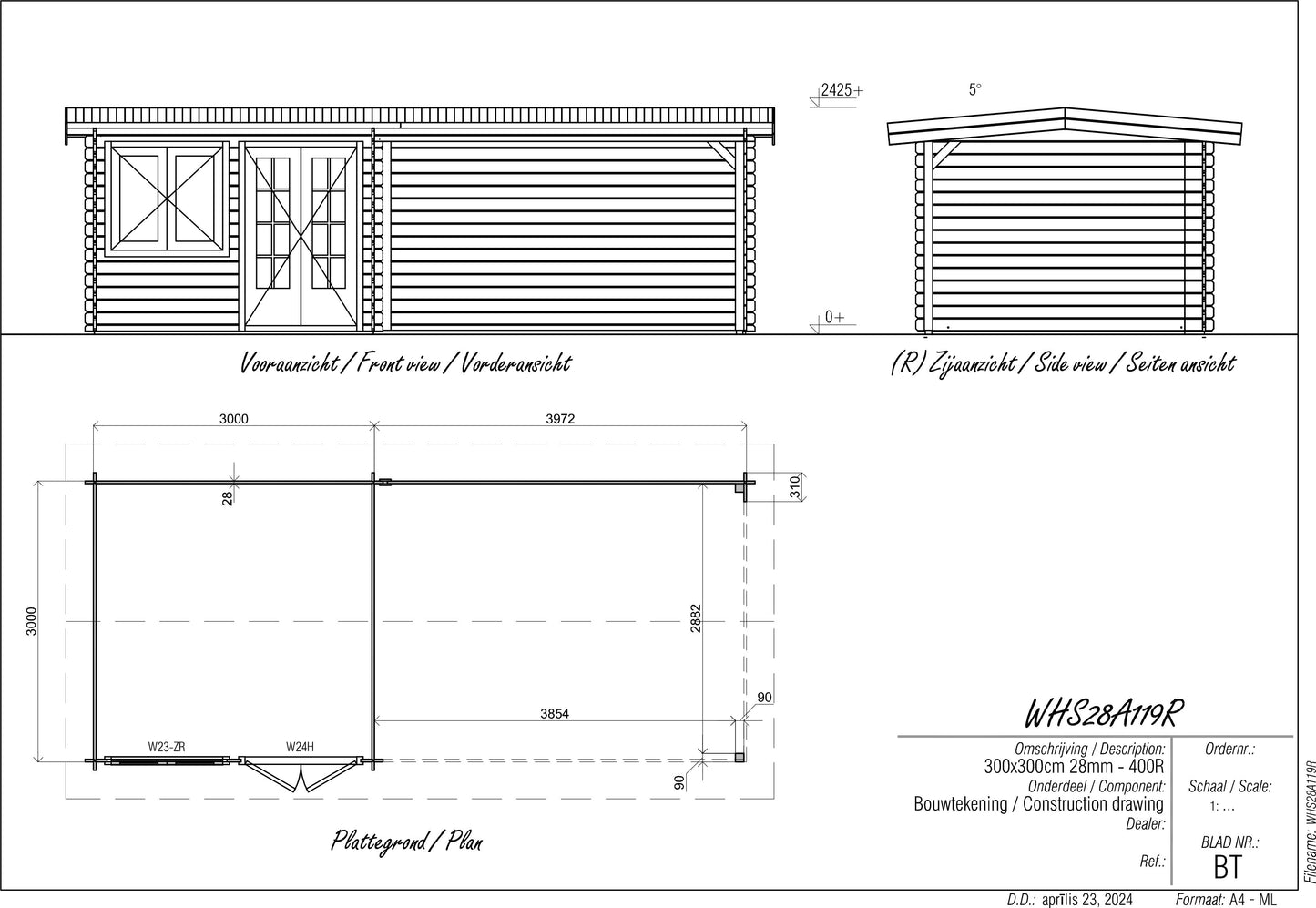 Woodpro Log cabin WHS28A119R