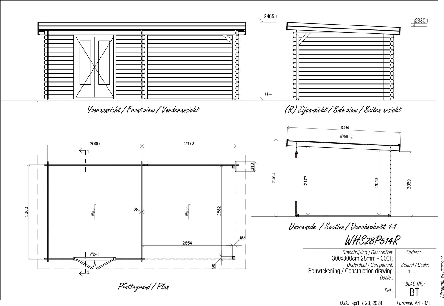 Woodpro Log cabin WHS28P514R