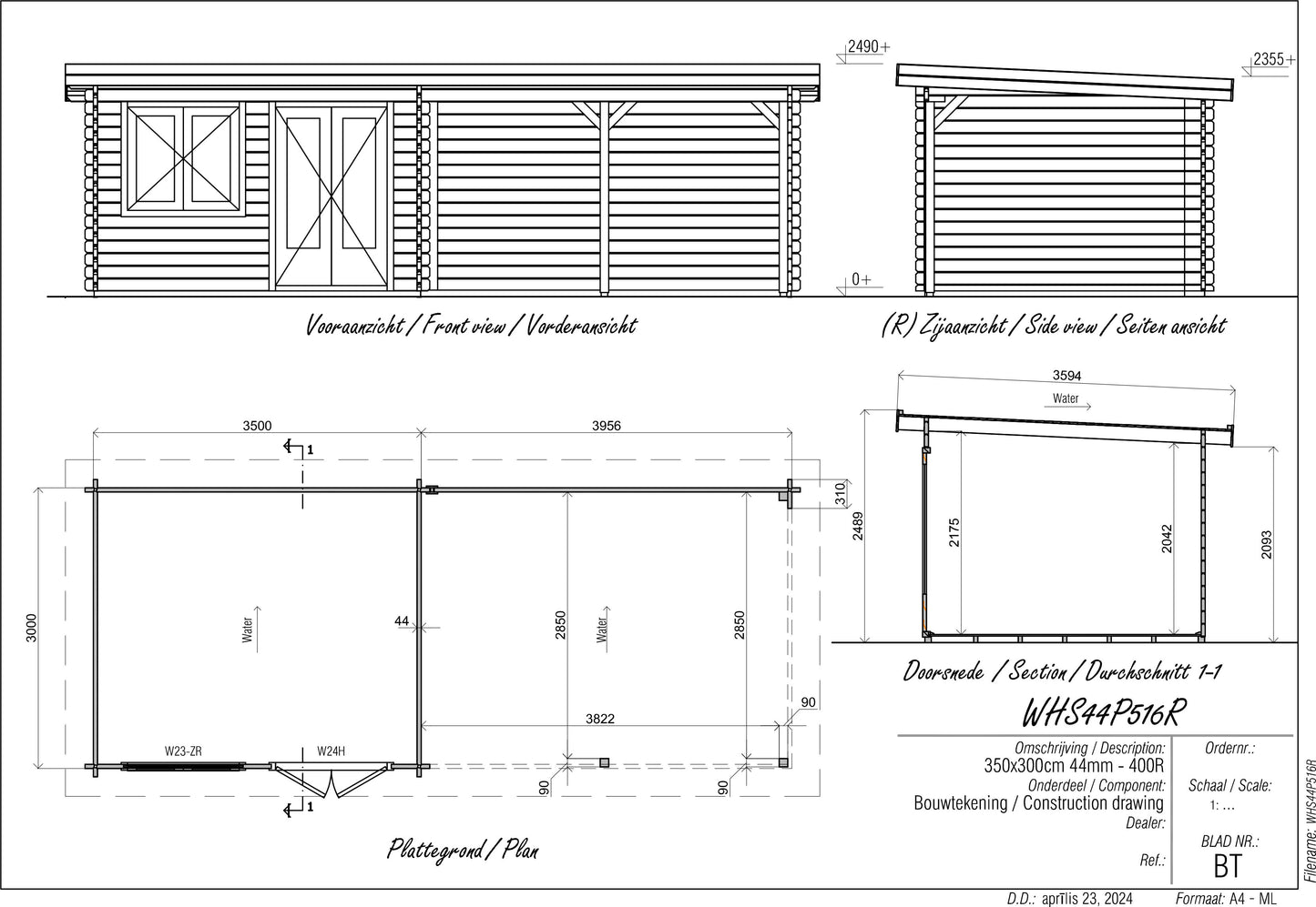 Woodpro Log cabin WHS44P516R